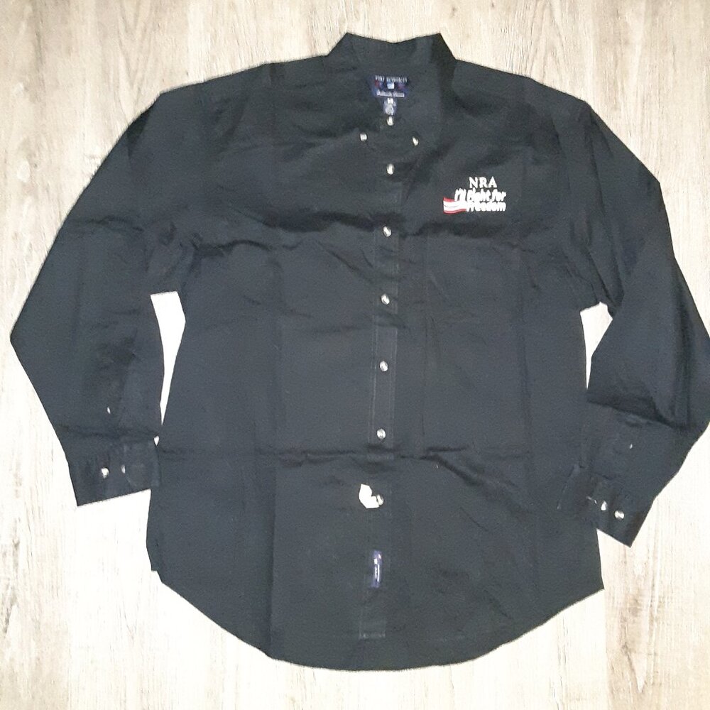 NRA Embroidered Button-Down Shirt * I'll Fight for Freedom" * Long Sleeve *Black